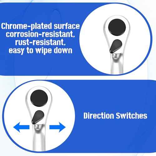 1/4 Inch Double Headed Ratchet Wrench, 72 Tooth Drive Socket and Screwdriver Bit Ratchet Set Rotator Mini Practical Accessories Tool Silver Wrench 5 Degrees Quick Install Release