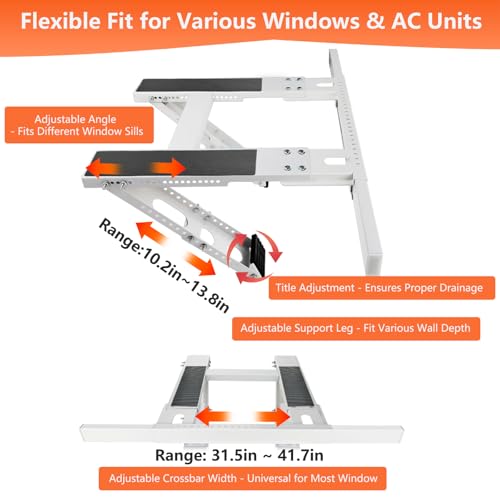 No-Drill Window AC Support Bracket - Adjustable Heavy Duty Steel Holds 300lbs, Easy Install, Compatible with Single/Double Hung Windows, CAT SO RICH