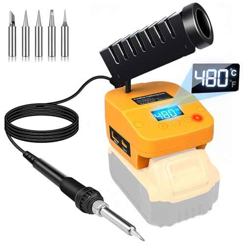 Cordless Soldering Station Compatible with Dewalt 20V Battery, Portable Electric Soldering Iron Station LCD Display with USB & Type-C, Battery Powered Soldering Kit for DIY, Appliance Repair