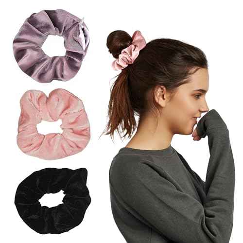 Zipper Scrunchie Safe (3 Pack) - Velvet Stasher scrunchies Compartment for Cash Cards Keys Pills Valuables | Hair bun ties Secret Pocket ponytails women Diversion safes disguise container Accessories