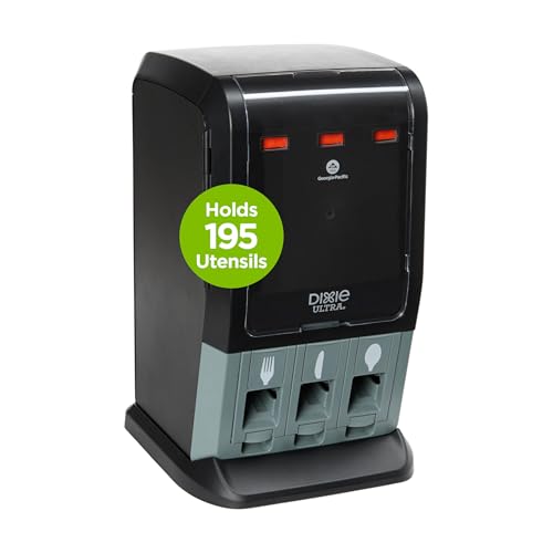Dixie Ultra SmartStock Mini Tri-Tower Cutlery Dispenser, 195 Utensils, Black