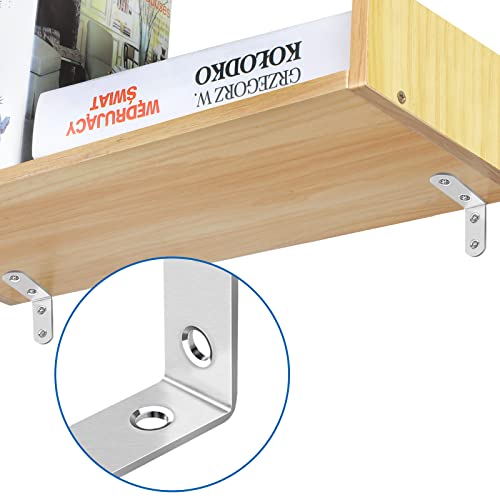 16Pcs Stainless Steel L Bracket Set 40×40MM with Screws for Furniture, Silver