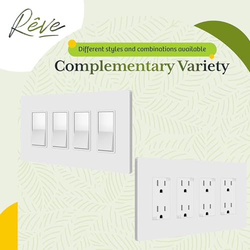 TG 4-Gang White Screwless Decorator Wall Plate Cover - Impact-Resistant