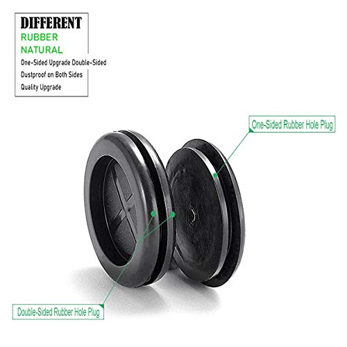 1-1/4" Black Rubber Grommets for Wiring, 1" ID Double-Sided Plugs