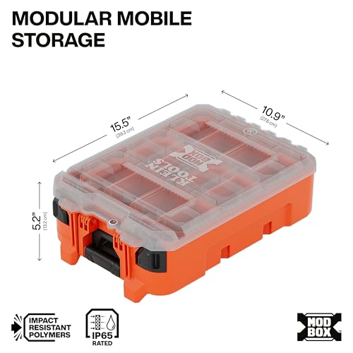 Klein Tools MODbox Tall Component Box Half Width with 4 Removable Bins | 10 Compartments