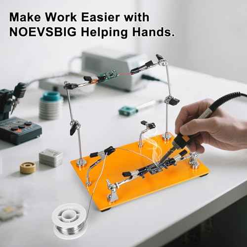 NOEVSBIG Helping Hands Soldering Station, 6 Flexible Arms & Heavy-Duty Base Magnetic Helping Hands Soldering, Third Hand Soldering Tool PCB Holder Helping Hands for Soldering Crafts Jewelry Hobby