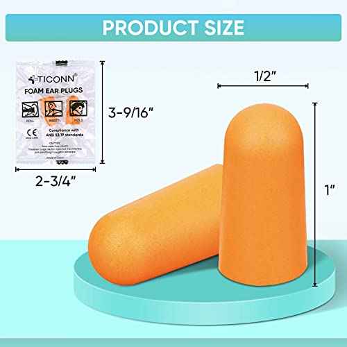 TICONN 40 Pairs Ear Plugs, 32dB Noise Reduction Earplugs for Sleeping Hearing Protection Travel Study Concentration Construction Site (40 Pairs)