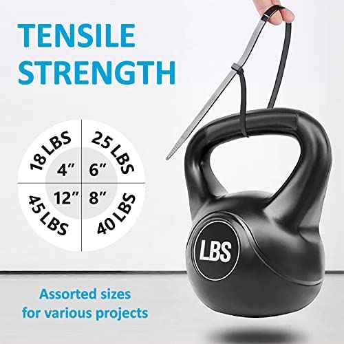 Zip Ties Assorted Sizes(4¡±+6¡±+8¡±+12¡±), 400 Pack, Black Cable Ties, UV Resistant Wire Ties by ANOSON