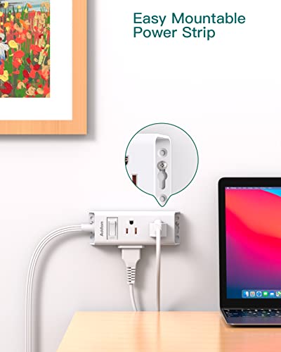 Addtam White 5 Ft Flat Plug Extension Cord with 6 Outlets - Cruise Travel Power Strip
