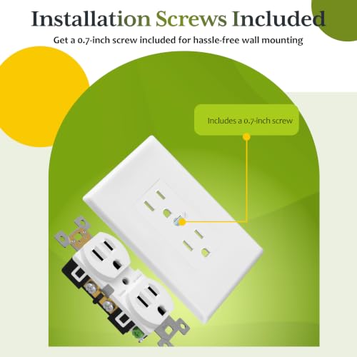 TG Mid-Size Decorative Duplex Outlet Wall Plate Cover 10 Pack White - Modern Design