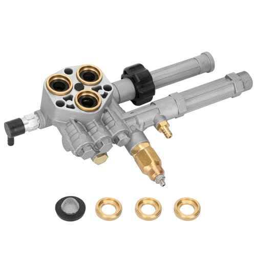 Pressure Washer Pump Head Assembly AR43361,Troy Bilt SRMW2.3G28 SRMW2.4G28 Pumps, AR43361 Pressure Washer Pump Head, Replacement for Annovi Reverberi Toro for Troy Bilt with Unloader and Relief Valve