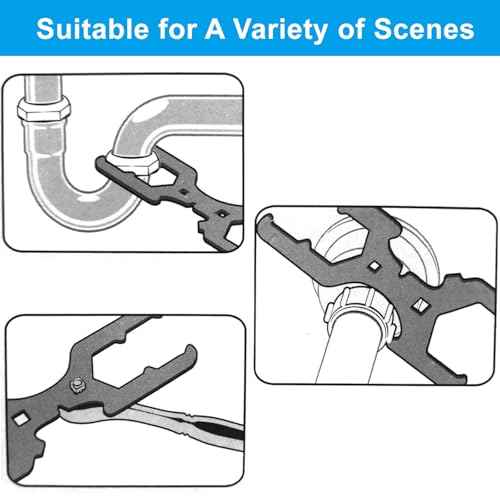 3 Way Plumbers Wrench, Sink Drain Wrench Fits 1-3/4 Inch, 2 Inch, 2-1/2 Inch Nuts, Basket Strainer Wrench Multifunction Plumbing Wrench for Installing, Locking Nuts