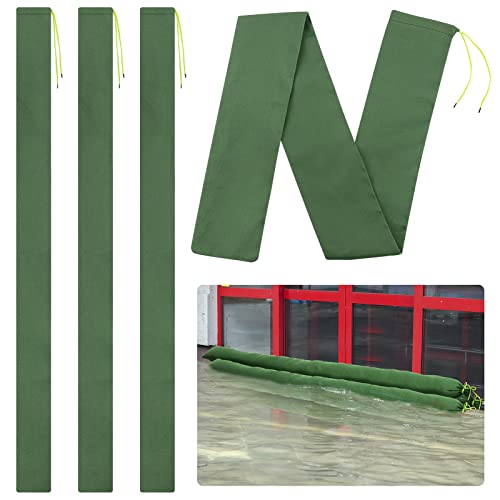 Biubee 4pcs 6ft Long Canvas Flood Sandbags with Elastic Bands – Reusable Heavy-Duty Water Barriers