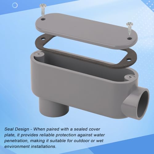 3/4 Inch Rigid PVC Conduit Body Type LB Slip x Slip with Cover & Gasket - Gray, Pack of 4