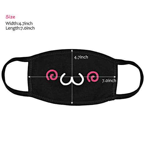 Kawaii Muffle Mask, 5 Pack Anti-Dust Anime Cotton Mouth Mask Cute Kaomoji Face Mask