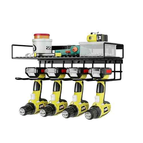 AZERPIAN Tool Organizer Heavy Duty Power Wall Mount for Drill and Cordless Tools Heavy Duty Rack for Garage Organization Workshop Pegboard (1 Layers 4 Slots)