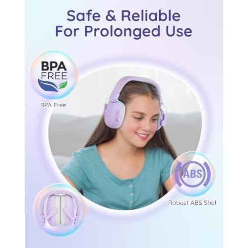 Lilian&Gema Noise Cancelling Headphones for Kids, SNR 25dB Noise Reduction Ear Muffs, Autism Sound Proof Hearing Protectors (Purple)