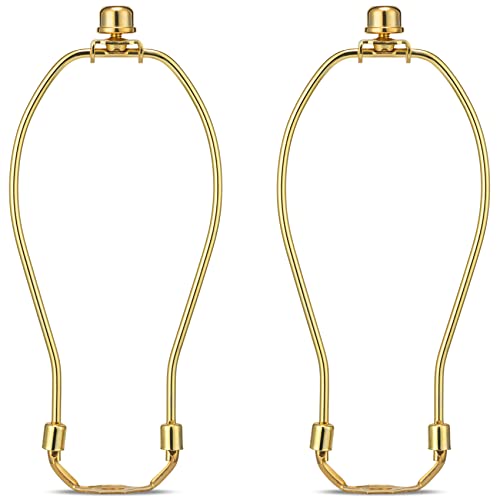 Qc Polished Brass 8 Inch Lamp Harp Set with Shade Holders & Finials - Heavy Duty for Table & Floor Lamps
