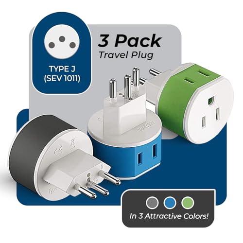 OREI Switzerland Power Plug Adapter Type J-Switzerland 3 Pack for US Devices
