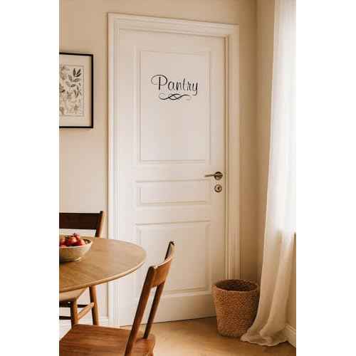 Pantry Decal with Single Swirl - Vinyl Art Wall Decal for The Home or Kitchen Pantry - 8" W X 4.5" H (Black)