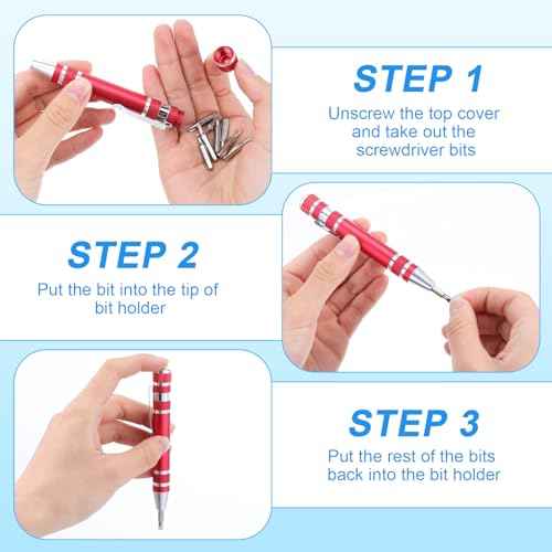 4 Pieces Pen Screwdriver, 8 In 1 Multitool Pen Set Pocket Screwdriver Mini Tools Magnetic Multi Screwdriver Pen Precision Function Crossing Flathead Screwdriver Mini Gift for Adults