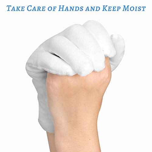 Cotton Gloves, 10pairs White Cotton Gloves for Dry Hands Sleeping, Washable Stretch Material for Men and Women Eczema Moisturizing