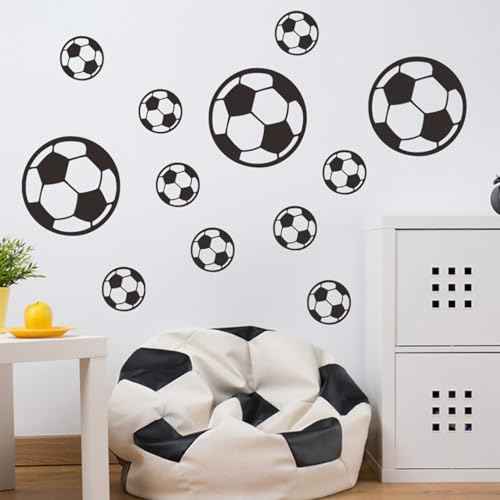 44 Pcs Soccer Stickers, Easy to Peel and Stick Soccerball Stickers Wall Art DIY Football Wall Decal for Boys Bedroom Sport Bedroom Decor Playroom Living Room Decorations for Kids Room