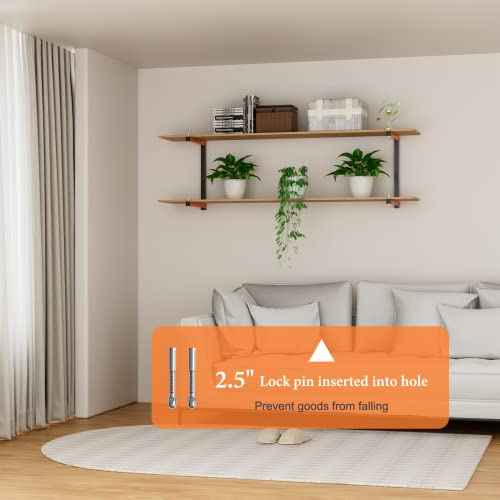 Lumber Rack Heavy Duty Wood Racks Wall Mount Folding Lumber Storage Racks with 3-Level Holds Up 360 LBS Sturdy Folding Garage Wood Organizer Orange Shelving Metal Shelf for Indoor & Outdoor- 2 Pack