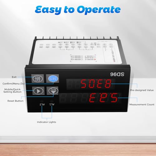 Digital Length Meter Counter 0-999999m/3280837ft with 3 Modes, Dual Relay Alarm