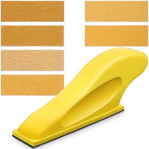 Micro Sander Kit 3.5"x1" Mini Sander for Small Projects Micro Detail Handle Sanding Tools 120 Sheet Sandpaper for Wood DIY Handicrafts Polishing Sanding (P80/P120/P180/P240/P400/P600)