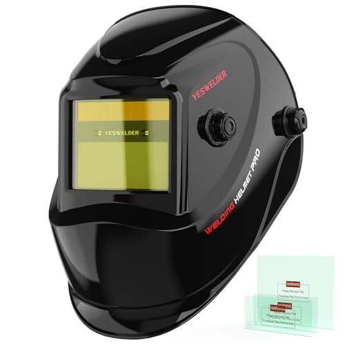 YESWELDER Auto Darkening Welding Helmet, Blue Light Blocking, 1/1/1/1 True Color Solar Powered Welding Hood with 2 Arc Sensors, Wide Shade 3.5/9-13 Welder Mask for TIG MIG ARC and Grind