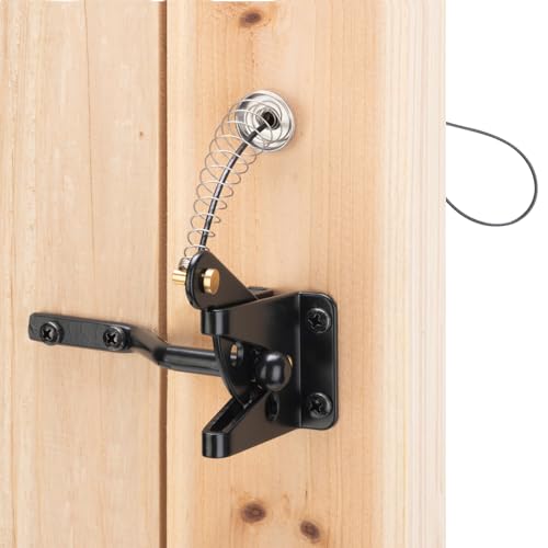 HILLMASTER Self Locking Gate Latch 1 Pack for Wooden Fence Heavy Duty Outdoor Security