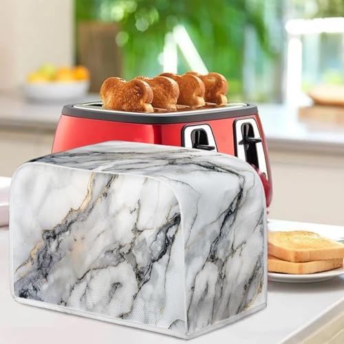 NETILGEN 4 Slice Toaster Dust Cover – Grey White Marble, 12.4 x 10.6 x 8.2 inches