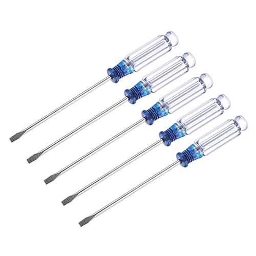uxcell Mini Slotted Screwdriver, 3.0mm Flat Head 127mm Length for Small Appliances Repair, 5 Pcs