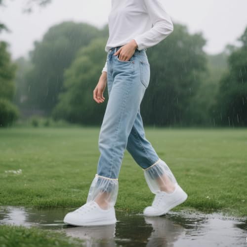 20Pcs Shoe Covers for Rain Disposable - Waterproof Plastic Clear Heavy Duty Rain Shoe Covers for Men and Women - Rain Boot Cover for Outdoor Indoors Overshoes