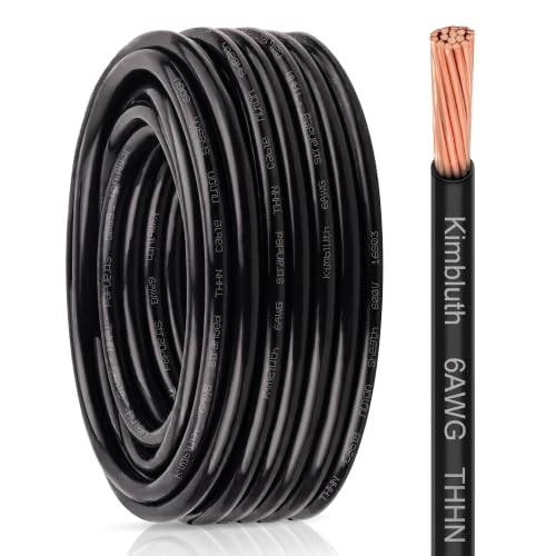 Kimbluth 6 Gauge 50 FT Stranded Copper THHN Electrical Wire Black