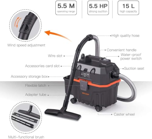 WECLEAN Black 4 Gallon 5.5 Peak HP Commercial Wet Dry Shop Vacuum Cleaner