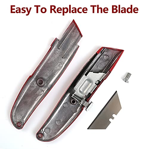 DIYSELF 2 Pack Retractable Utility Knife Box Cutter for PVC & General Use - Red
