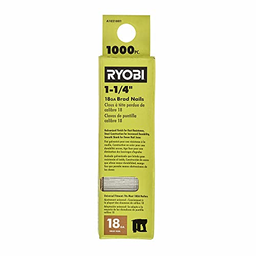 RYOBI 1,000-Piece 1-1/4 Inch 18GA Brad Nails for AirStrike Nailer