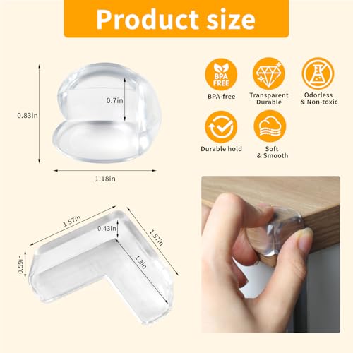Rindion Clear Baby Corner Protector Guards 40 Pack - Childproof Edges & Corners