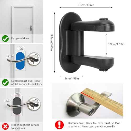 Child Proof Door Lever Lock, 2 Pack Door Locks for Kids Safety, Door Knob Child Proof, Baby Proofing, 3M Adhesive, Door Handle Child Proof, Baby Safety Locks for Toddlers (Black)