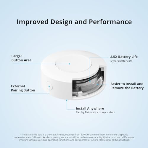 SONOFF Zigbee Wireless Push Button Switch SNZB-01P - Supports Smart Scenes, 3 Control Modes, Requires Zigbee Hub, 1 Pack