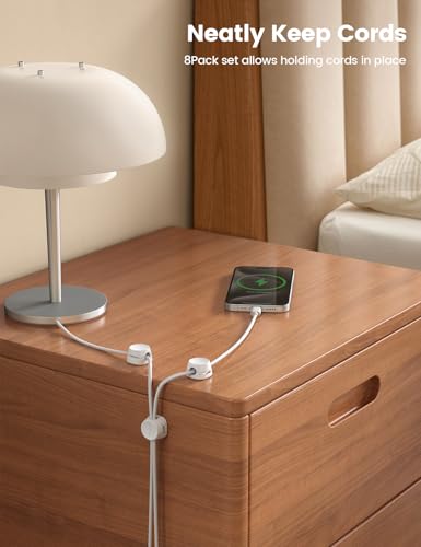Lamicall 8 Pack Cord Organizer Clips with 1-Spring Lock - Cable Management for Desk