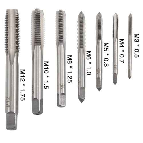 Fixinus 7 Piece Metric Thread Tap Set, HSS Tapping Tool Set M3 M4 M5 M6 M8 M10 M12 Hand Tap Set