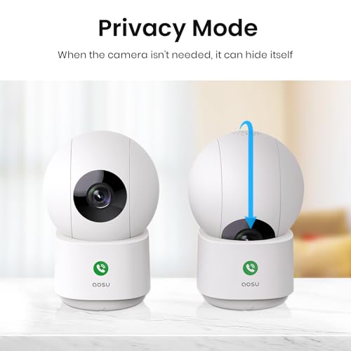 Aosu 3MP 2K Indoor Baby Camera Monitor with 2.4GHz WiFi, Two-Way Audio, 360° View