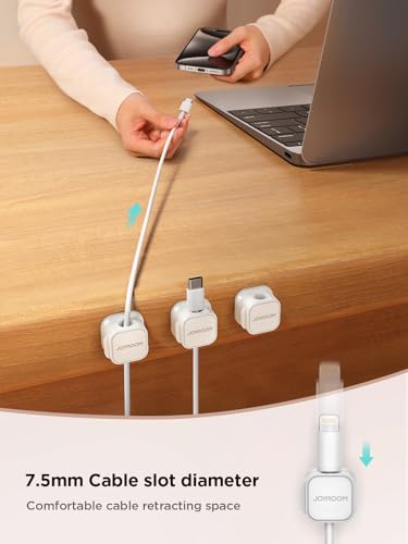 White 9-Pack Magnetic Cable Clips - Cord Organizer & Wire Holder for Desk & Wall