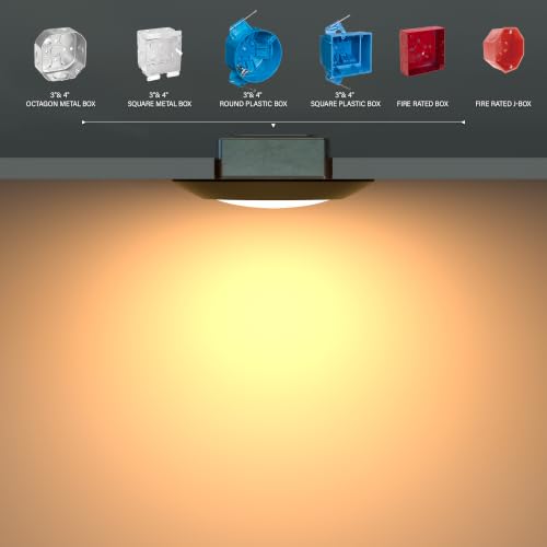 JULLISON 6 Inch LED Disk Light with Dusk to Dawn Sensor, 5CCT, 1000LM, White