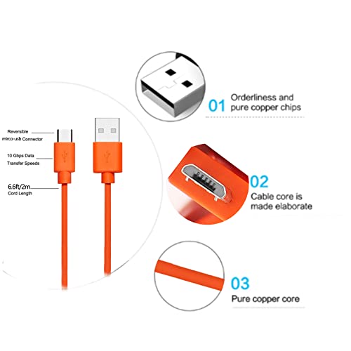 Fast Charging Replacement USB Cable for Ring Video Doorbell (2020+ Models) 3.3ft Orange