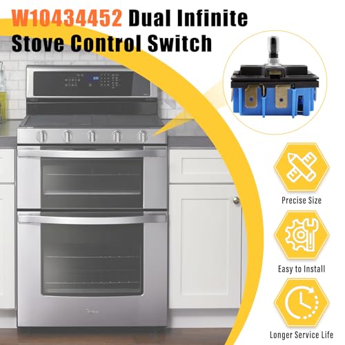 W10434452 Dual Element Range Control Switch - Infinite/Infinite Switch for Whirlpool Amana KitchenAid Maytag
