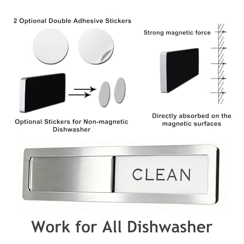 YEWGARB 304 Stainless Steel Clean Dirty Dishwasher Magnet (Black & White)